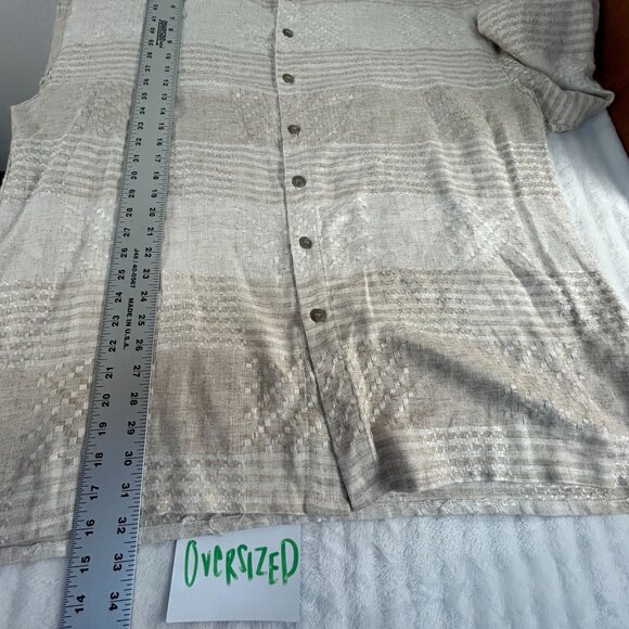 Positano Unisex XL Beige Woven Button-Up Long Sleeve Linen Cotton Lightweight - Picture 9 of 9